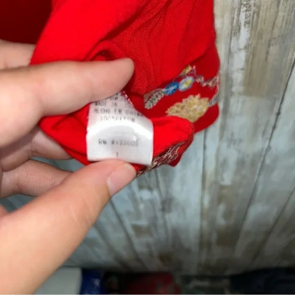 Entro Embroidered Floral Red Blouse - Picture 7 of 7